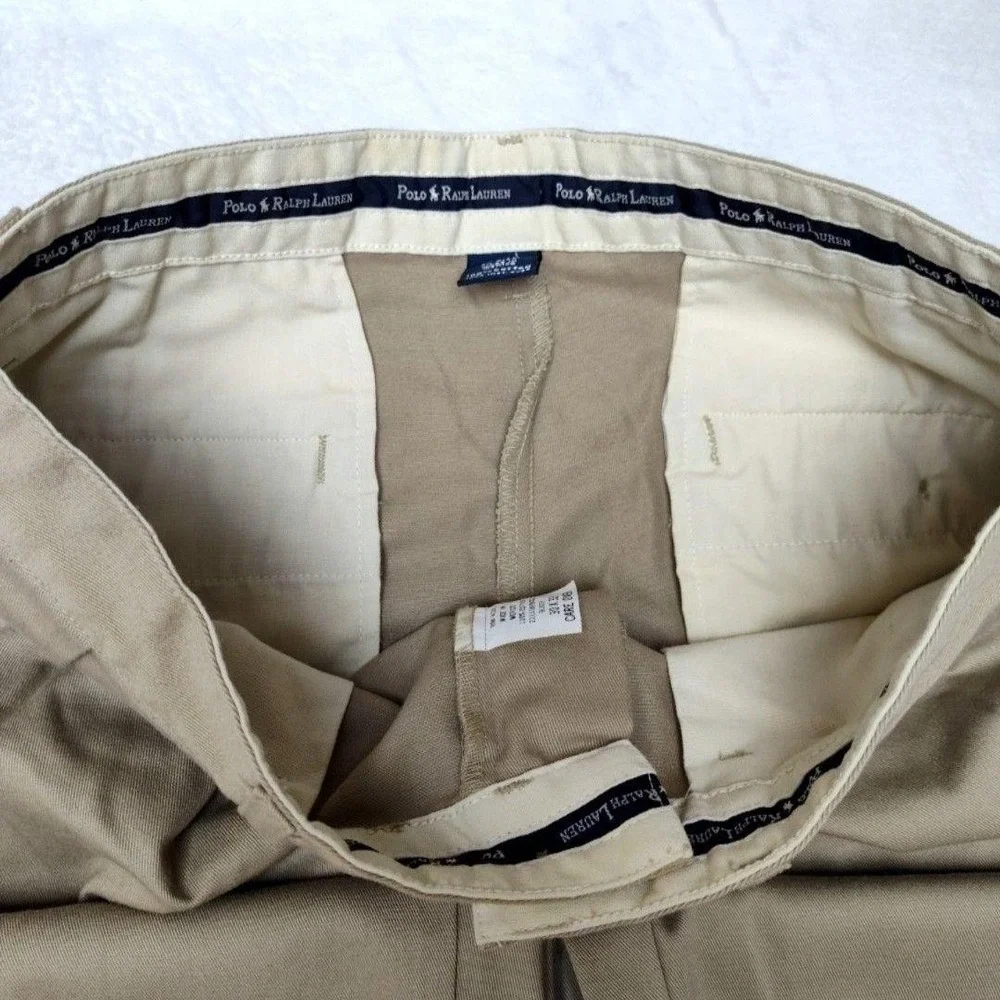 Vintage Polo Ralph Lauren Pants Mens 30x28 Beige Chino Pleated Straight Classic